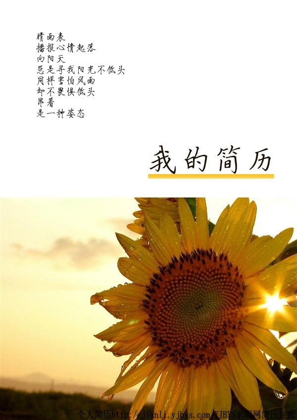 简历封面：昂首的向日葵